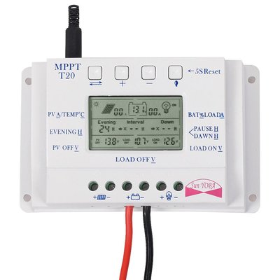 Контролер заряду для сонячних батарей Y-SOLAR T20 LCD Dual Timer (12/24V 20A) 04979 фото