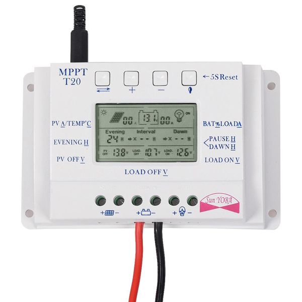 Контроллер заряда для солнечных батарей Y-SOLAR T20 LCD Dual Timer (12/24V 20A) 04979 фото