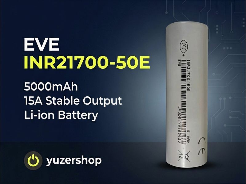 Акумулятор Li-ion EVE INR21700-50E 5000 мАч 15 А (ящик) 87697 фото