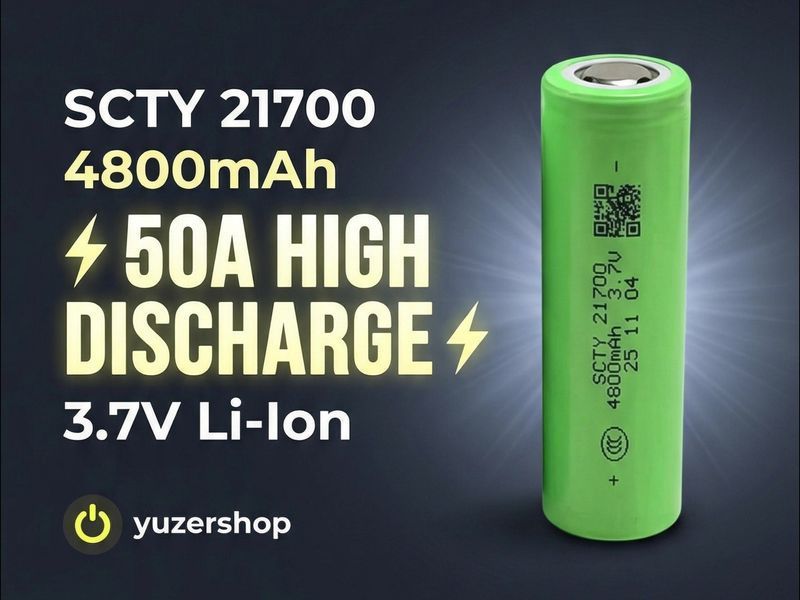 Акумулятор Li-Ion SCTY 21700 4800mah, 3.7В, 50А (ящик) 55655 фото