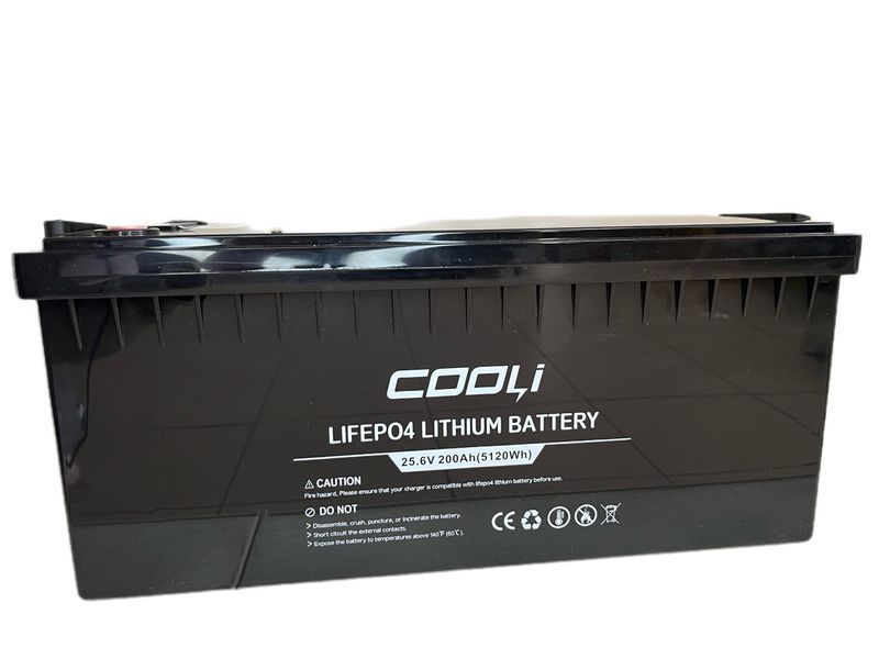 LiFePO4 акумулятор COOLI 25.6V 200Ah 5120Wh з LCD дисплеєм та Bluetooth, BMS 100A для інвертора та сонячних систем 17580 фото