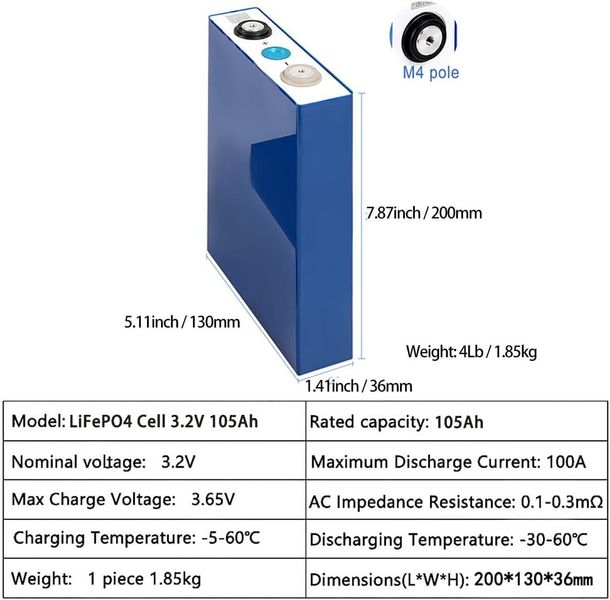 Аккумулятор LiFePO4 105Ah 3.2V (EVE Energy) 15804 фото