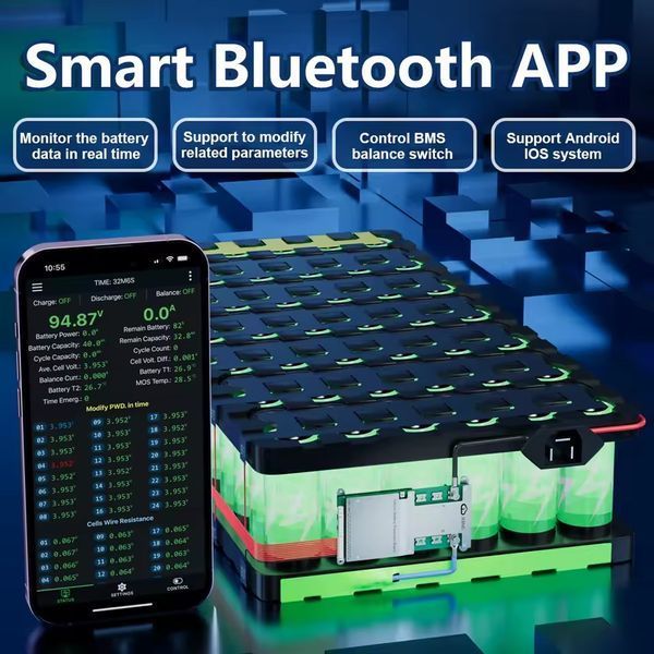 JIKONG Smart BMS K-BD6A8S10P 4S-8S 100A Lifepo4, Li-ion, LTO с активным балансиром 0.6А, Bluetooth 17452 фото