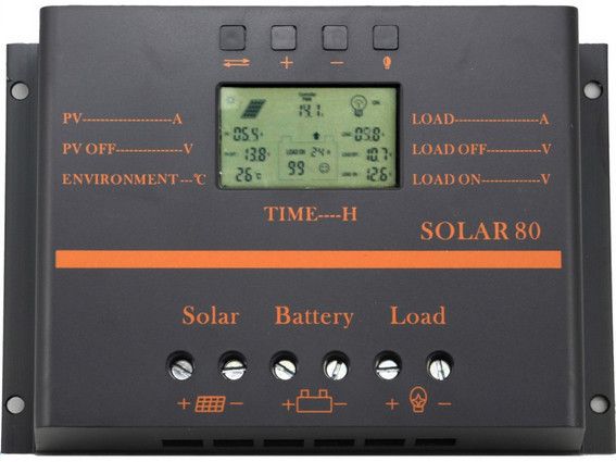 Контроллер заряда для солнечных батарей Y-SOLAR S80A (12-24V 80А) USB, жк екран 04978 фото